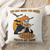 面白いハロウィーンのスケルトン、ピザ好き、食べ物ギフト クッション (ブランケット)