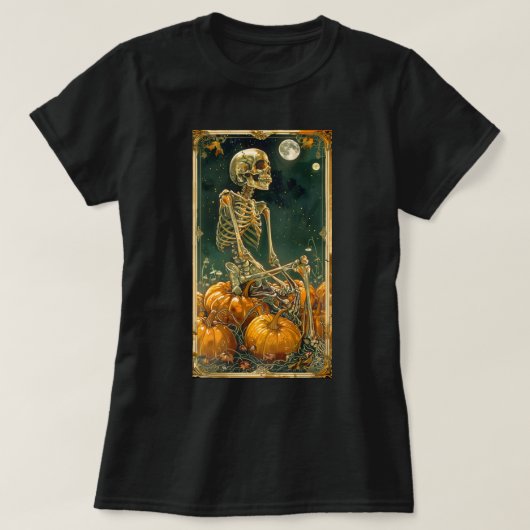 面白いハロウィーンのスケルトン Tシャツ (デザイン正面)