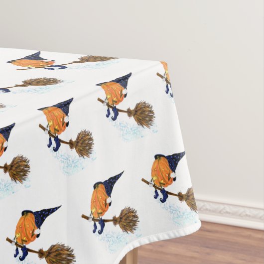 面白いハロウィーンのテーブルクロス魔女パンプキ飛んでいるン テーブルクロス (インサイチュ)