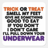 面白いハロウィーンのトリックまたはトリートの詩 スクエアシール (正面)