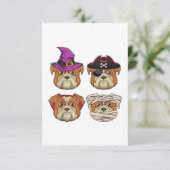 面白いハロウィーンのブルドッグ犬 – 犬の恋人の衣装 出欠カード (スタンド正面)