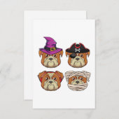 面白いハロウィーンのブルドッグ犬 – 犬の恋人の衣装 出欠カード (正面/裏面)