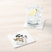 面白いハロウィーンのブーJourトリックまたはトリート スクエアペーパーコースター (インサイチュ)