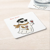 面白いハロウィーンのブーJourトリックまたはトリート スクエアペーパーコースター (アングル)