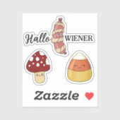 面白いハロウィーンのホットドッグキャンディーコーンとキノコ シール (シート)