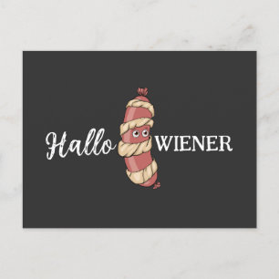 面白いハロウィーンのホットドッグミイラHalloiener Pun ポストカード