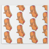 面白いハロウィーンのホットドッグモンスター ラッピングペーパー (フラット)