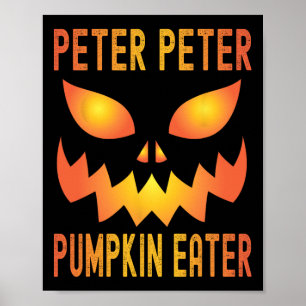 面白いハロウィーンのマッチングコスチュームPeter Pumpkin 食べ ポスター