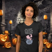 面白いハロウィーンの不気味魔女の醸造女性 Tシャツ