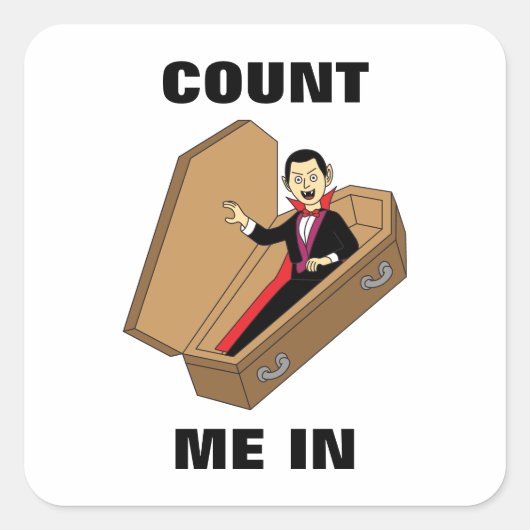 面白いハロウィーンの吸血鬼パンで私を数える スクエアシール (正面)