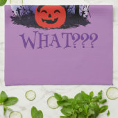面白いハロウィーンの機知に富んだ黒猫なんだって? キッチンタオル (折り畳み)
