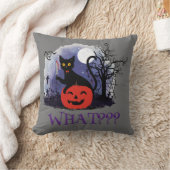 面白いハロウィーンの機知に富んだ黒猫なんだって？ クッション (ブランケット)