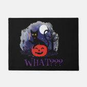 面白いハロウィーンの機知に富んだ黒猫なんだって？ ドアマット (正面)