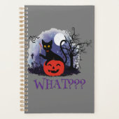 面白いハロウィーンの機知に富んだ黒猫なんだって？ プランナー手帳 (正面)