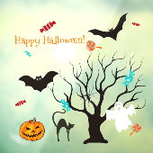 面白いハロウィーンの生き物とキャンディー ウィンドウサイン (シート3)