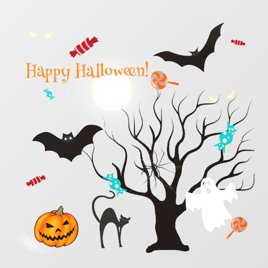 面白いハロウィーンの生き物とキャンディー ウィンドウサイン (シート)