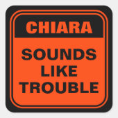 面白いハロウィーンの衣装オレンジ色の道路標識 スクエアシール (正面)