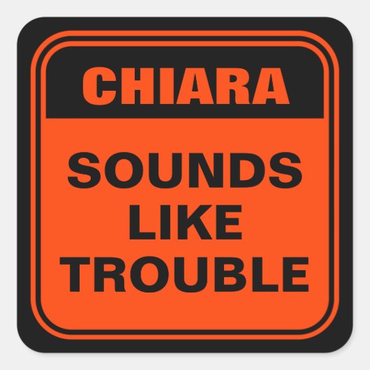 面白いハロウィーンの衣装オレンジ色の道路標識 スクエアシール (正面)