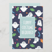 面白いハロウィーンの衣装パーティの招待状 招待状 (正面/裏面)