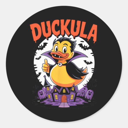 面白いハロウィーンの衣装ヴァンパイアゴムダックアッキー ラウンドシール (正面)