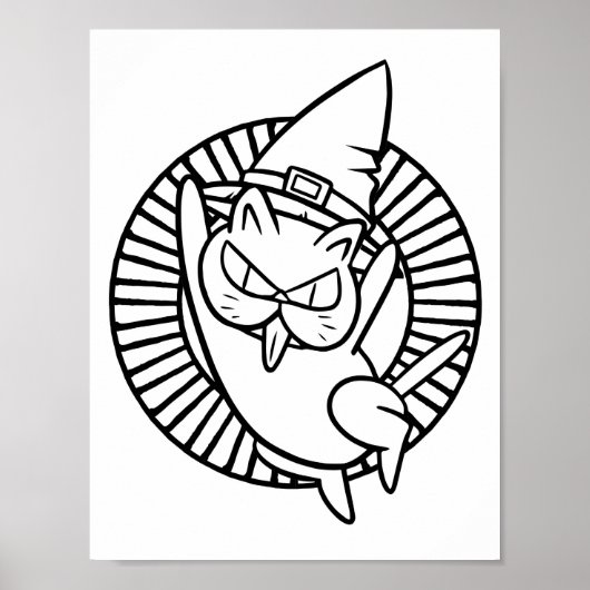 面白いハロウィーンの野良猫カラーリングページ ポスター (正面)