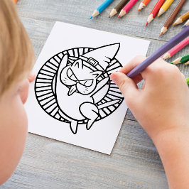 面白いハロウィーンの野良猫カラーリングページ ポスター