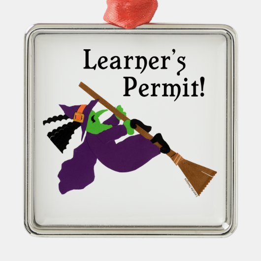 面白いハロウィーンの魔女 メタルオーナメント (正面)