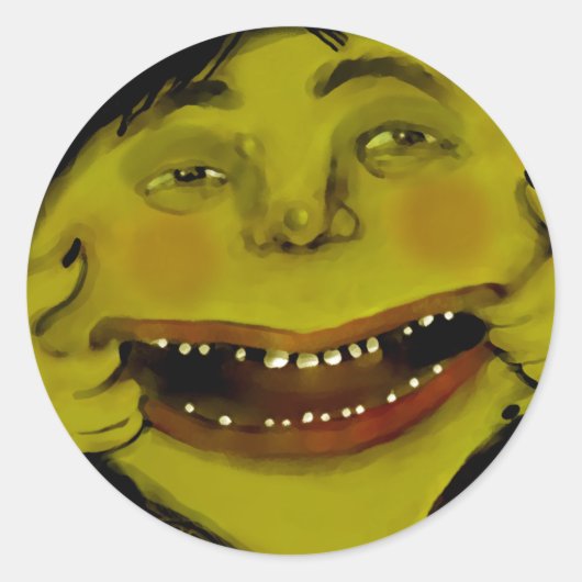 面白いハロウィーンの魔女 ラウンドシール (正面)