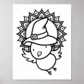 面白いハロウィーンの鳥の着色ページ ポスター (正面)