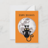 面白いハロウィーンの黒猫の子供 ノートカード (正面)