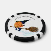 面白いハロウィーンウィッチカボチャ飛んでいるトランプのポーカーチップ ポーカーチップ (シングル)