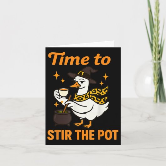 面白いハロウィーンウィッチグース秋秋の時間St カード (正面)