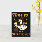 面白いハロウィーンウィッチグース秋秋の時間St カード (黄色い花)