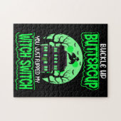 面白いハロウィーンウィッチスイッチネオングリーン ジグソーパズル (横)