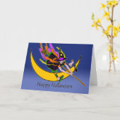 面白いハロウィーンウィッチペディキュアまたはペディキュース カード (黄色い花)