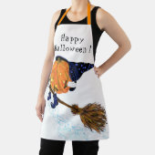 面白いハロウィーンエプロン魔女カボチャ飛んでいる エプロン (インサイチュ)