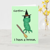 面白いハロウィーンカエル カード (黄色い花)