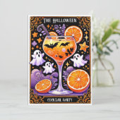 面白いハロウィーンカクテルガラス幽霊こうもり 招待状 (スタンド正面)