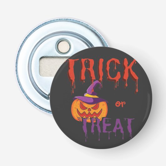 面白いハロウィーンカボチャのトリックまたは治療 栓抜き (正面)