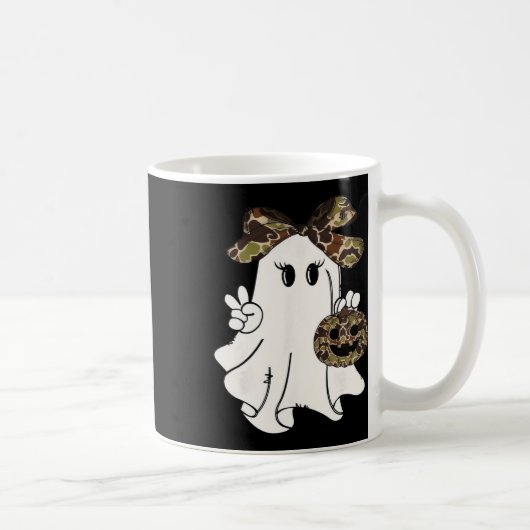 面白いハロウィーンカモフラージュ迷彩柄幽霊ハローハンティン コーヒーマグカップ (右)