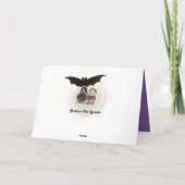 面白いハロウィーンカード/かわいいバスセット、こうもり&カエル カード (裏面)