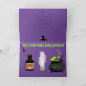 面白いハロウィーンカード/かわいいバスセット、こうもり&カエル カード (内部)