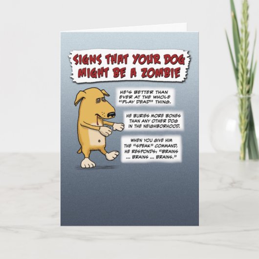 面白いハロウィーンカード：ゾンビドッグ カード (正面)