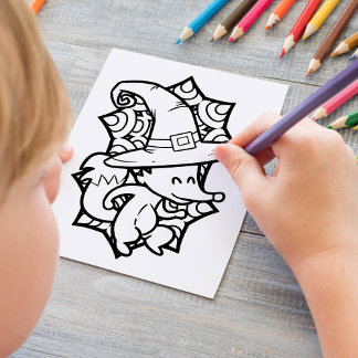 面白いハロウィーンキツネ踊りカラーリングページ ポスター