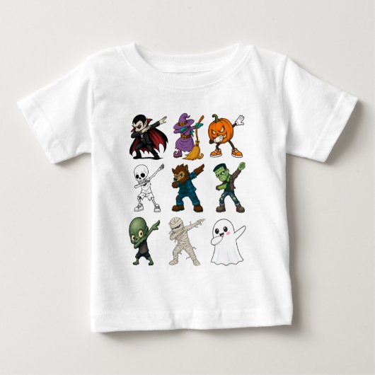 面白いハロウィーンキャラクターダビング ベビーTシャツ (正面)