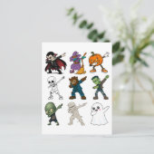 面白いハロウィーンキャラクターダビング ポストカード (スタンド正面)