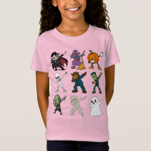 面白いハロウィーンキャラクターダビング Tシャツ