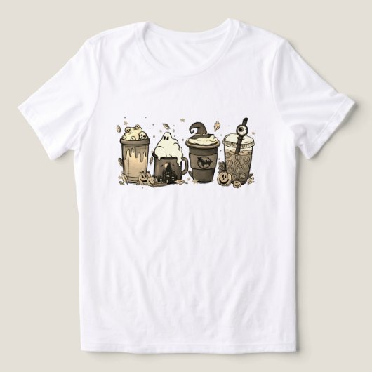 面白いハロウィーンコーヒーカップ トライブレンドＴシャツ (デザイン正面)