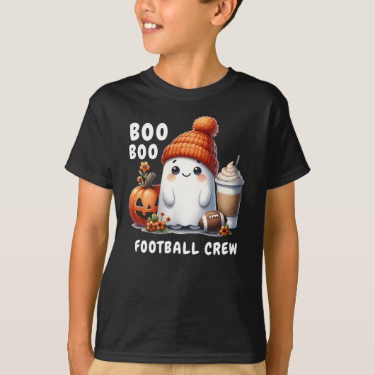 面白いハロウィーンサッカーブークルークルーカワイイ幽霊 Tシャツ (正面)