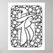 面白いハロウィーンシーガル飛んでいるカラーリングページ ポスター (正面)